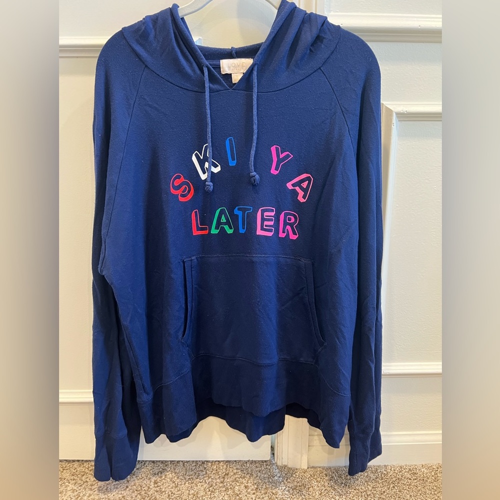“SKI YA LATER” Gap Love long sleeve hoodie navy size L